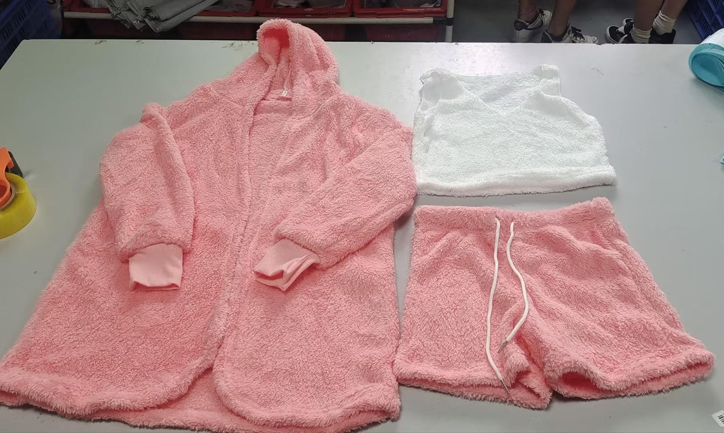 3pcs Womens Clothing Long Sleeve Crop Tank Top And Drawstring Shorts Pajama Set Athletic Digi Store
